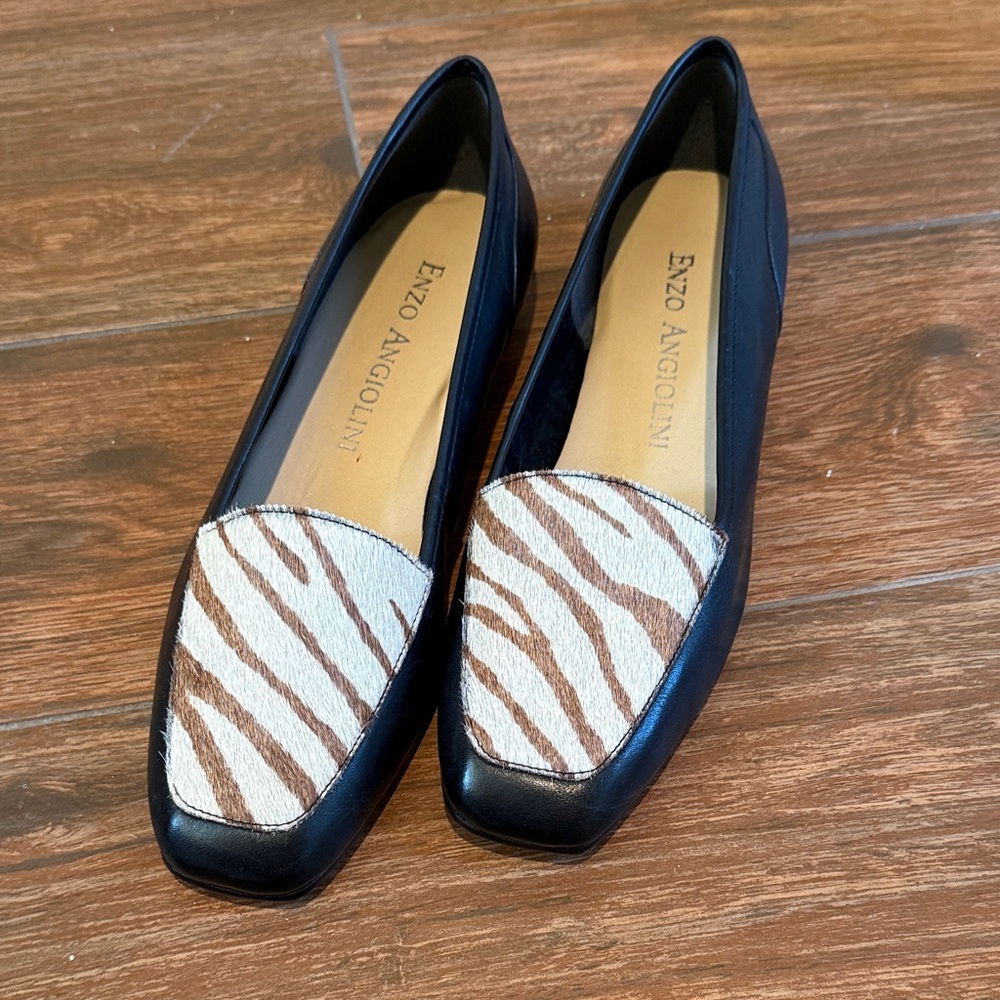 Enzo Angiolini Zebra Print Black and Brown Loafers